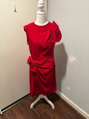 Diane Von Furstenberg Red Mini Dress with Bow Accents